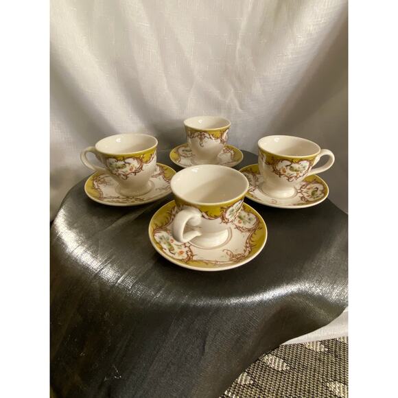 8 Piece Set of Gracie China Demi Tasse Cups with Saucers Birds Berries EUC - Picture 3 of 15